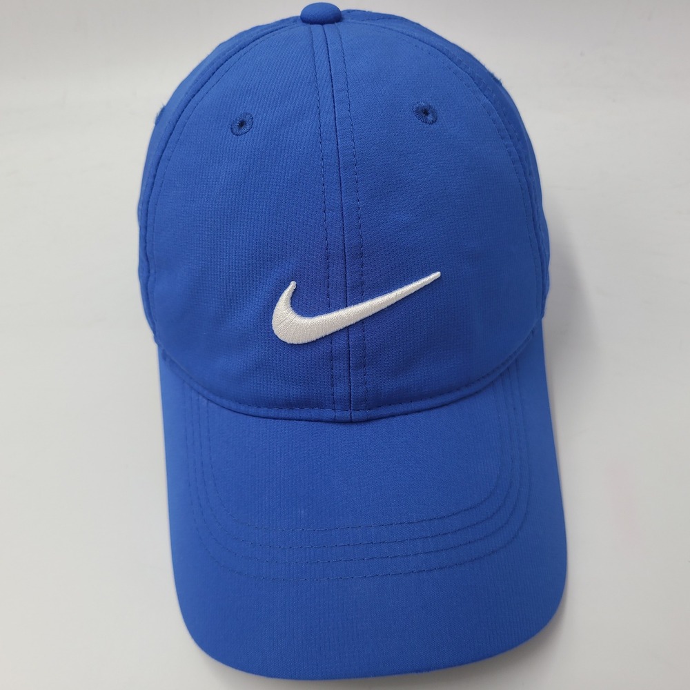 Nike Hat Adjustable Blue White Nike Golf Dri-Fit Swoosh Logo Outdoors Casual Men
